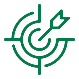 Ícono de objetivo con flecha verde.